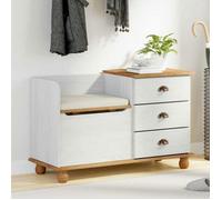 Banc de rangement en pin massif VIDAXL blanc 100 x 39 x 62 cm - 3 tiroirs + compartiment