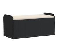 Banc de Rangement Extérieur Résine Tressée Coussin Noir 115x51x52 cm | Poly rotin, sac résistant à l'eau, ressort à gaz, housse amovible lavable, 110 kg par siège