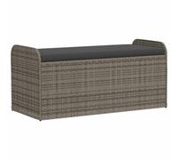 Banc de Rangement Extérieur Résine Tressée Gris 115x51x52 cm avec Coussin | Sac résistant à l'eau sous assise, housse amovible lavable, ressort à gaz, 110 kg par siège, poly rotin léger
