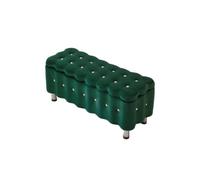 Banc De Rangement Grande Capacité Surface En Velours Repose-pieds | Pour Chambre, Salon, Dortoir Sangle De Sécurité(Dark green,90cm/35.44in)