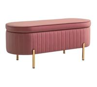 Banc de rangement - HOMCOM - couvercle, pieds en métal, capacité 72 L - en velours - 108x44x43,5cm - rose