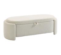 Banc de rangement - HOMCOM - ovale - design moderne - charge max 200kg - polaire Teddy - 129 x 48,5 x 44 cm - crème