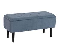 Banc de Rangement - HOMCOM - revêtement effet laine bou pieds en bois d'hévéa - 95x38x45cm - bleu
