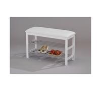 Idimex Meuble à chaussures Sana – Banc avec assise, 2 étagères, bois massif, blanc, 8 paires