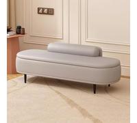 Banc de rangement ottoman en simili cuir avec coussin lombaire, solution d'assise d'entrée et de salon