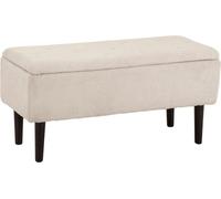 Banc de rangement - ottomane - volume 47 l - couvercle rabattable - 95x38x45 cm - housse en polyester - rembourrage en mousse - bois d'hévéa - kaki foncé