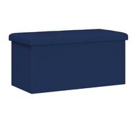 Banc de rangement pliable bleu 180 kg 80 l 77 x 38 x 38 cm | Pliable, peu encombrant, couvercle rembourré amovible, rembourrage de 4 cm, motif de boutons, espace de rangement de 80 l