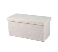 Banc de rangement pliable Kube revêtement bouclette - Blanc crème