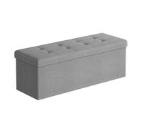 Banc de Rangement Pliable, Longueur 110 cm, Montage Facile, pour Salon, Chambre, Entrée, Gris Clair