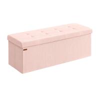 Banc de Rangement Pliable - SONGMICS - 38x110x38 cm - Rose Bonbon - Charge 300 kg - Velours Côtelé