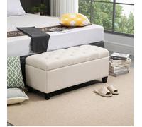 Banc de rangement pouf salon bout de lit coffre de rangement pour salon, chambre, entrée, 100 x 40 x 44 cm, blanc