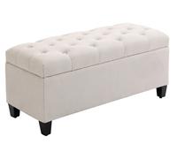 Banc de rangement pouf salon bout de lit coffre de rangement pour salon, chambre, entršŠe, 100 x 40 x 44 cm, blanc