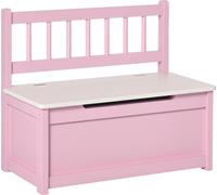 Banc de rangement pour enfants - Avec dossier - Couvercle rembourré - Supporte jusqu'à 40 kg - Dimensions 60 × 30 × 50 cm - Bois - Assemblage requis - Rose