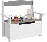 Banc de rangement pour enfants - Banc - Avec dossier - Couvercle rembourré - Capacité 30 kg - 68,5 x 34 x 58 cm - Gris