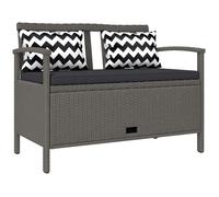 Outsunny Banc extšŠrieur jardin 2 places, banc de rangement 160L en rotin PE, avec coussin, 2 oreillers, cadre en acier, 112 cm, gris