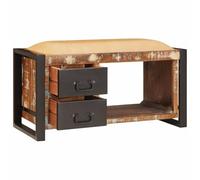 Banc De Rangement Rectangulaire Multicolore Bois Massif | Assise Et Rangement, Grand Compartiment, Look Industriel, Pour Salon Ou Entree