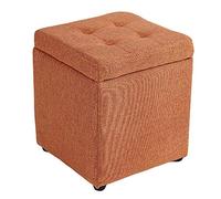 Banc de rangement rembourré en lin avec pieds en bois, repose-pieds, boîte de rangement cubique, siège confortable pour salon, entrée