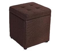 Banc de rangement rembourré en lin - Tabouret cube de rangement avec pieds en bois - Siège confortable de 40 x 40 x 40 cm - Gris anthracite, orange 30 x 30 x 35 cm
