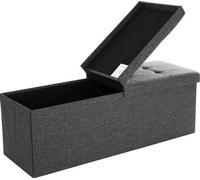 Banc de rangement Tomivo® de 120 litres – Coffre de rangement rabattable avec couvercle demi-rabattable sur le côté, gris foncé, 110 x 38 x 38 cm, MDF, capacité de charge maximale de 300 kg