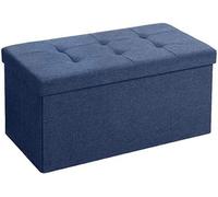 Banc de rangement Unyqoos® de 80 litres – banc de rangement pliable, bleu marine, 76 x 38 x 38 cm, fabriqué en panneau de fibres de haute densité et rembourré à 100 % en polyester