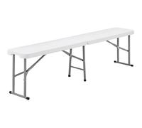 Banc de réception pliable - TERRANOVA - Blanc - Structure en acier et assise en Polyéthylène PEHD - 4 personnes - 180x28xH43 cm