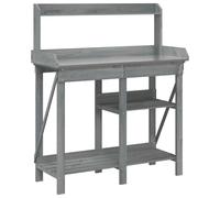 Banc de rempotage avec étagères gris bois massif de sapin