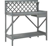 Banc de rempotage avec treillis gris bois massif de sapin