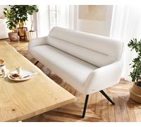 Banc-de-salle-à-manger Taya-Flex 200 cm bou rème-blanc pied croisé angulaire noir ressort ensaché
