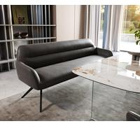 Banc-de-salle-à-manger Taya-Flex 200 cm microfibre antracite vintage pied croisé angulaire noir ressort ensaché