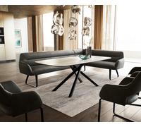 Banc-de-salle-à-manger Taya-Flex 285x190 cm microfibre antracite vintage châssis à patins plat noir ressort ensaché liens