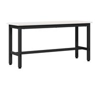 Banc de table à manger blanc en pin massif 100 x 32,5 x 49 cm avec structure en acier, siège peu encombrant pour salle à manger et cuisine, moderne, rustique, durable et polyvalent