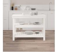 Banc de travail Blanc 110,5x50x80 cm Bois de pin massif