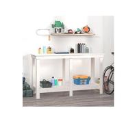 vidaXL Établi blanc 140x50x80 cm pin massif