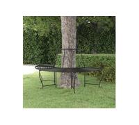 vidaXL Banc d'arbre demi-circulaire Ø159 cm Noir Acier