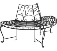 Banc demi-circulaire tour d'arbre Ø160 cm Noir Acier