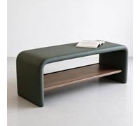 Banc d'entrée avec assise en cuir et rangement pour chaussures à talons | Meuble multifonction : adapté aux salles à manger, chambres, salons et entrées(Dark green,120cm/47.2in)
