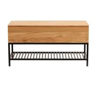 Banc d'entrée industriel avec coffre de rangement en bois massif et métal noir L100 cm SORG