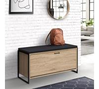 IDMarket Banc d'entrée Luis 100cm – design industriel, coussin & rangement chaussures multicolore