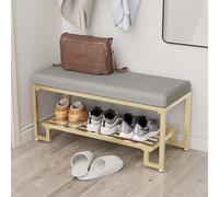 Banc d'entrée avec rangement, assise en cuir PU, banc de chaussures | Banc de rangement pratique avec coussin en PU pour entrée, salle de bain ou vestiaire - solution pour chaussures et assise