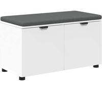 Banc d'entrée Blanc 80 x 38 x 46 cm Bois Ingénierie et Tissu