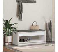 Banc d'entrée blanc avec coussin et étagère 103 x 38 x 45 cm - VIDAXL