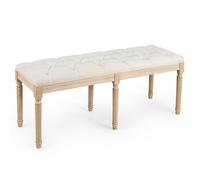 Banc d'Entrée COSTWAY de Style Rustique, Siège Rembourré,Pieds en Bois de Caoutchouc Massif 120 x 40 x 49 CM