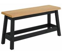 Banc d'entrée Ekai - Banc en bois massif de pin, dimensions 91,5 x 29 x 45,5 cm - Aspect naturel (bord de bois) - Style rustique moderne - Banc en bois noir