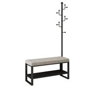 Banc d'entrée gris avec porte-manteau 9 Hoo et flanelle Cush - 120 cm Shoe Sto nizer Slish Hallway Fur pour entrée de maison