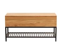 Banc d'entrée industriel avec coffre de rangement en bois massif et métal noir L100 cm SORG