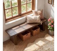 Banc d'entrée rustique en bois massif, Polyvalent pour couloir et vestiaire | Présentoir de plantes intérieur/extérieur et siège de jardin, fourrure slish et fonctionnelle(L100xW20xH15cm)