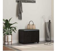 Banc d'entrée vidaXL chêne noir 60 x 38 x 46 cm avec coussin et rangement