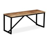 Banc d'entrée vintage en bois de manguier massif - OVONNI - 110 x 35 x 45 cm - Pieds en acier