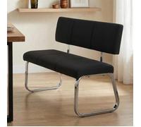 Banc design VILAS siège avec 3 places, banquette au piètement chromé et dossier au revêtement en tissu noir