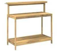 Banc d'extérieur avec jardinière intégrée, 111,5 x 48,5 x 107 cm, en bois d'acacia massif, finition blanche